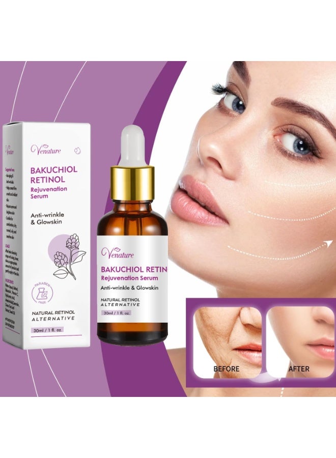 Venature سيروم فيناتور باكوشيول ريتينول 30 مل للوجه، يقلل من الخطوط الدقيقة والتجاعيد، يعزز إشراقة البشرة، بديل ريتينول طبيعي مستخلص من النباتات، غير مسبب للتهيج، خالي من البارابين، حل للعناية بالبشرة - Image 3